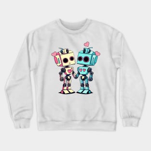 Cute robot lovers - valentine robots design Crewneck Sweatshirt